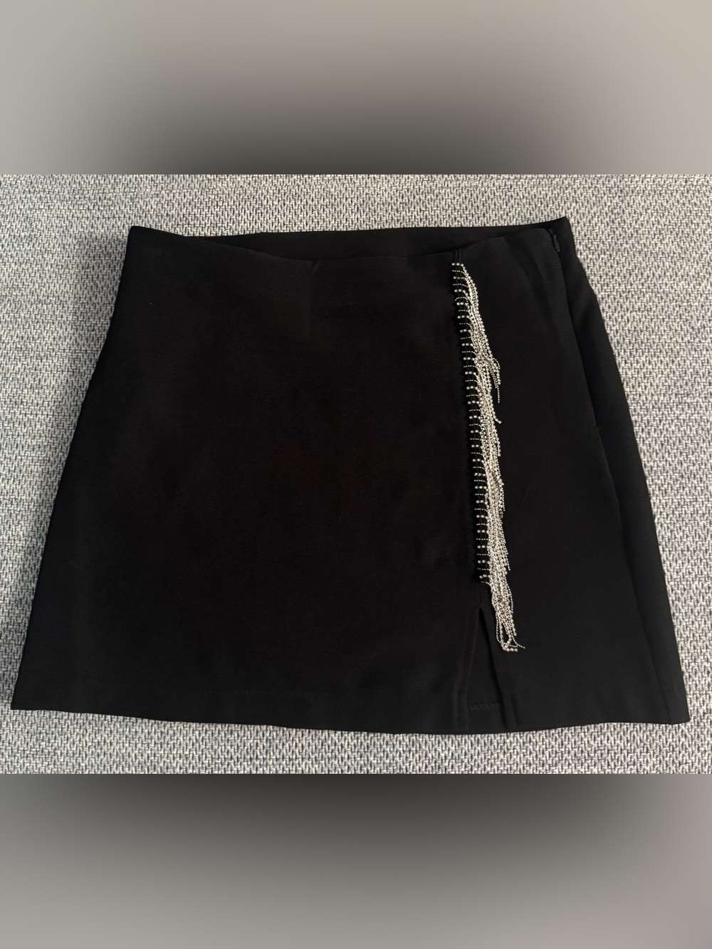 NWOT Vero Moda Black Beaded Fringe Mini Skirt Women's Large Party Festival